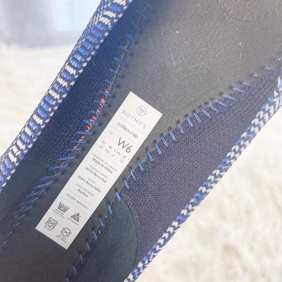 Rothy’s The Point Bright Blue Birdseye Space Dye Orange Sole Flat Size 6 Retired - Picture 7 of 10